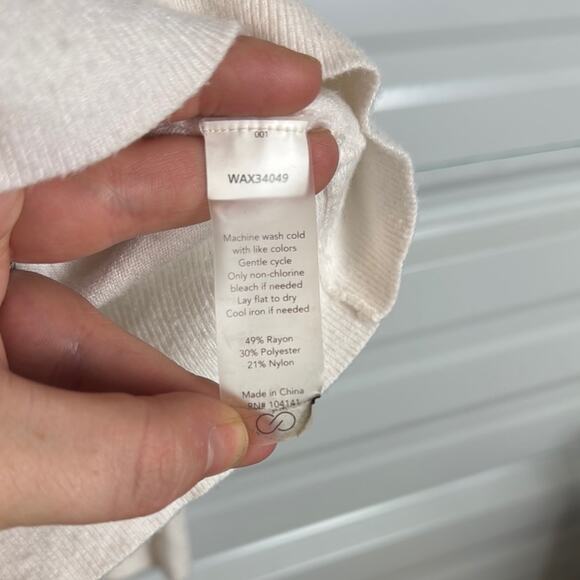 CALIA by Carrie Underwood Cream V-Neck Sweater with Wrap Style - Picture 6 of 7